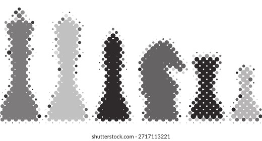 Schachfiguren Silhouette, Vektorsymbol einzeln auf weißem Hintergrund. Schwarze Schachfiguren König, Königin, Bischof, Ritter, Turm, Bauer Spiel Design-Elemente. Flaches Design einfache Clip Art Illustration