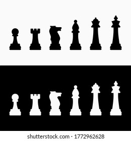 Chess Pieces Silhouette Vector Illustration