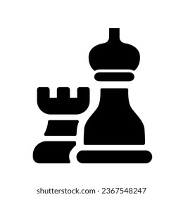 Chess pieces solid icon, business strategy concept, strategy and tactics sign on white background, Rook and bishop icon in glyph style for mobile concept and web design. Vector graphics