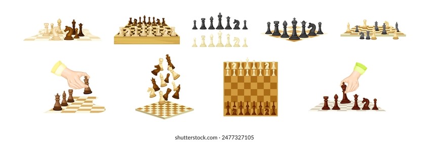 Chess Pieces for Strategic Board Game Vector Set