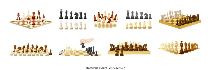 Chess Pieces for Strategic Board Game Vector Set