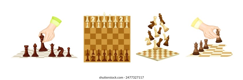 Chess Pieces for Strategic Board Game Vector Set