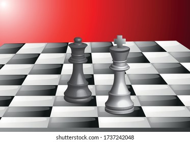 Chess pieces vector in 3D optics black and white