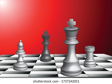 Chess pieces vector in 3D optics black and white