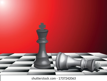 Chess pieces vector in 3D optics black and white