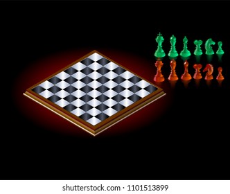 chess pieces vector and chess board for games