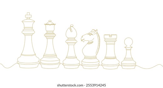 chess pieces vector design with outline art style