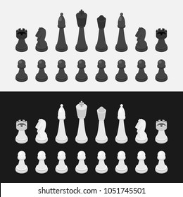 Chess pieces. Vector flat isometric set
