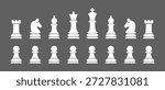 Chess Pieces vector illustration, Chessboard game, Set of Chess Pieces, Chess black flat icons - King, Queen, rook, knight, bishop, pawn. Chess- silhouettes vector icons, Chess icons set.