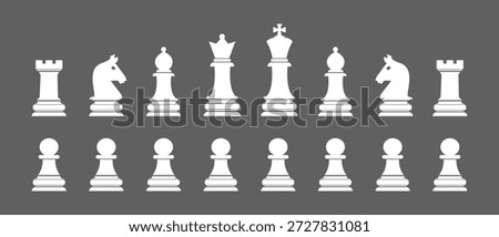Chess Pieces vector illustration, Chessboard game, Set of Chess Pieces, Chess black flat icons - King, Queen, rook, knight, bishop, pawn. Chess- silhouettes vector icons, Chess icons set.