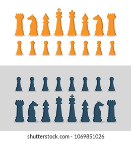 Chess Pieces Vector Illustration in Minimal Simple Style