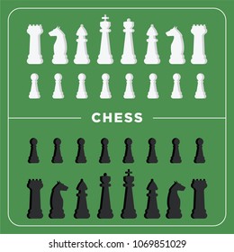 Chess Pieces Vector Illustration in Minimal Simple Style