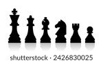 Chess pieces vector mind game strategy illustration