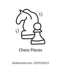 Chess Pieces vector outline Icon Design illustration. Olympic Symbol on White background EPS 10 File