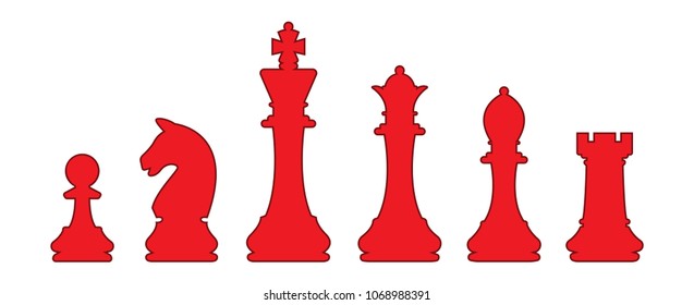 Chess pieces vector with red color