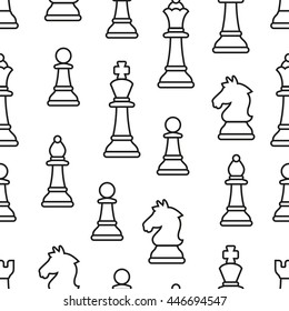 Chess Pieces Vector Seamless pattern.