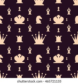 Chess Pieces Vector Seamless pattern. Flat style chess figures