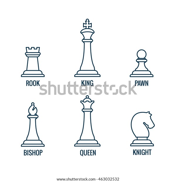 Chess pieces vector thin\
line icons 