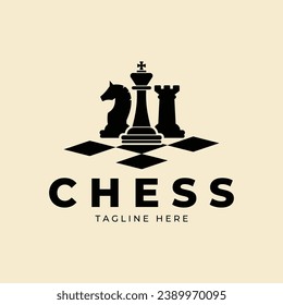 Chess pieces vintage vector Logo illustration design