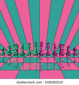 chess pink and green vector