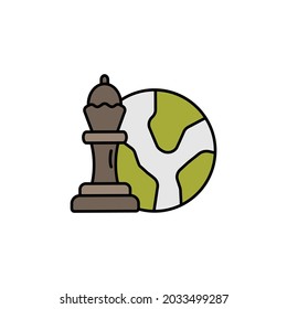 chess, planet line colored icon. Signs and symbols can be used for web, logo, mobile app, UI, UX