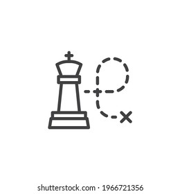 Das Symbol für Taktiken im Schachspiel. lineares Stilzeichen für mobiles Konzept und Webdesign. Schachspiel Strategie Umriss Vektorsymbol. Symbol, Logo-Abbildung. Vektorgrafik