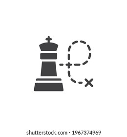 Chess play tactics vector icon. filled flat sign for mobile concept and web design. Chess game strategy glyph icon. Symbol, logo illustration. Vector graphics