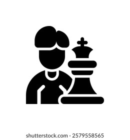 Chess Player Glyph Icon. Chess Player Icon