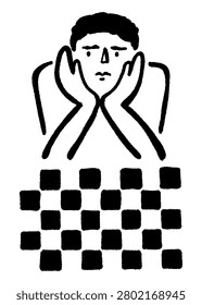 Chess player hand drawn vector illustration. Not AI