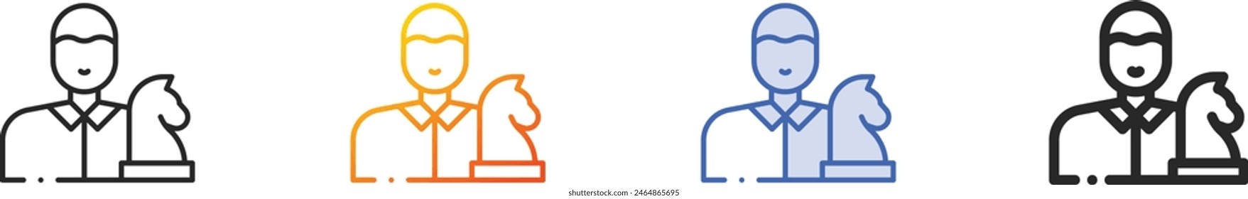 chess player icon.Thin Linear, Gradient, Blue Stroke and bold Style Design Isolated On White Background