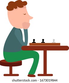 Schachspieler, Illustration, Vektorillustration auf weißem Hintergrund.