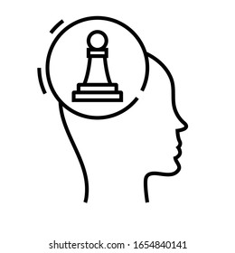Chess player line icon, concept sign, outline vector illustration, linear symbol.