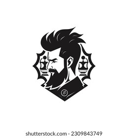 Chess player logotype vector illustration