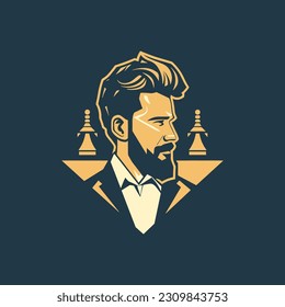 Ilustración vectorial del logotipo del jugador de ajedrez
