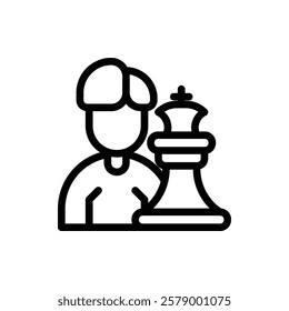 Chess Player Outline Icon. Chess Player Icon