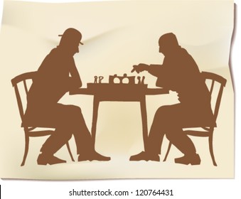 Chess players silhouettes