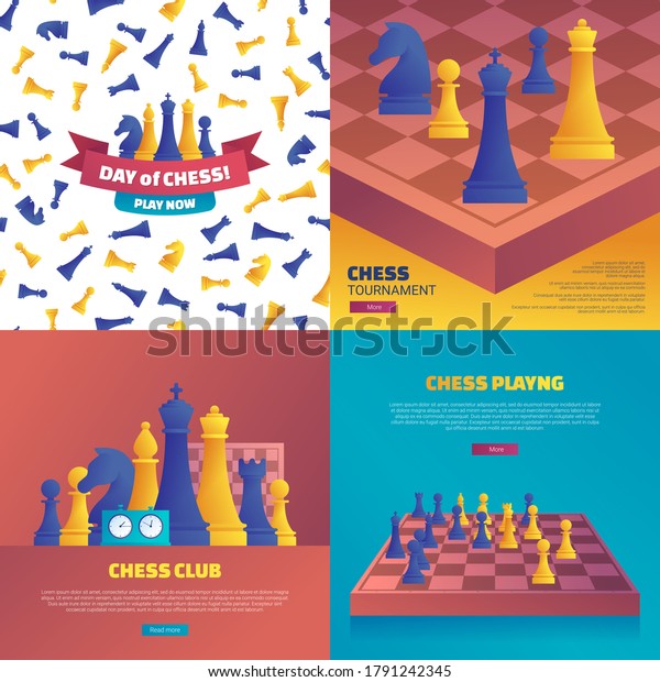 Chess Playing Posters Set Chessboard Blue Stock Vector (Royalty Free ...