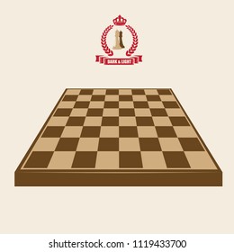 The chess poster is dark and light. Empty Chessboard and Chess Symbols