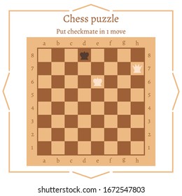 Chess puzzle. Put checkmate in 1 move. Chess in a flat design. Vector illustration