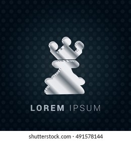 Chess Queen 3D silver/platinum metallic chromium precious Icon / Logo Design