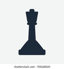 Chess queen black icon. Flat vector cartoon illustration. Objects isolated on a white background.