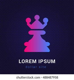 Chess Queen Blue & Red colorful gradient attractive bright material Icon / Logo Design
