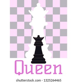 Chess queen with chess board