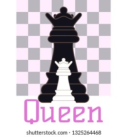 Chess queen with chess board
