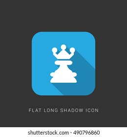 Chess Queen Flat blue long shadow Icon / Logo Design