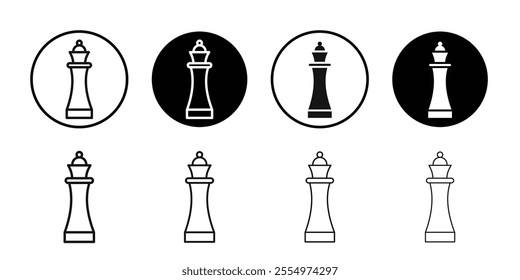 Chess queen icon Black and white outline vector