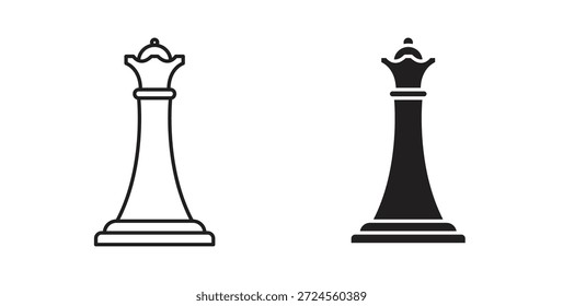 Chess queen icon in doodle and stroke style.