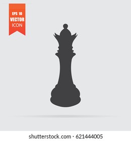 Chess queen icon in flat style isolated on grey background. For your design, logo. Vector illustration.