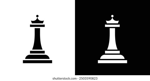 Chess queen icon Flat vector set outline