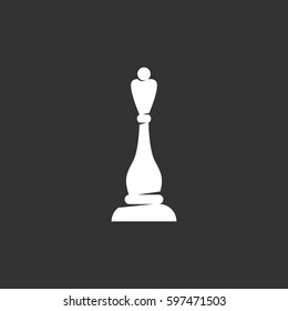 Chess queen icon illustration isolated on black background. Chess queen vector logo. Flat design style. Modern vector pictogram, sign, symbol for web graphics - stock vector